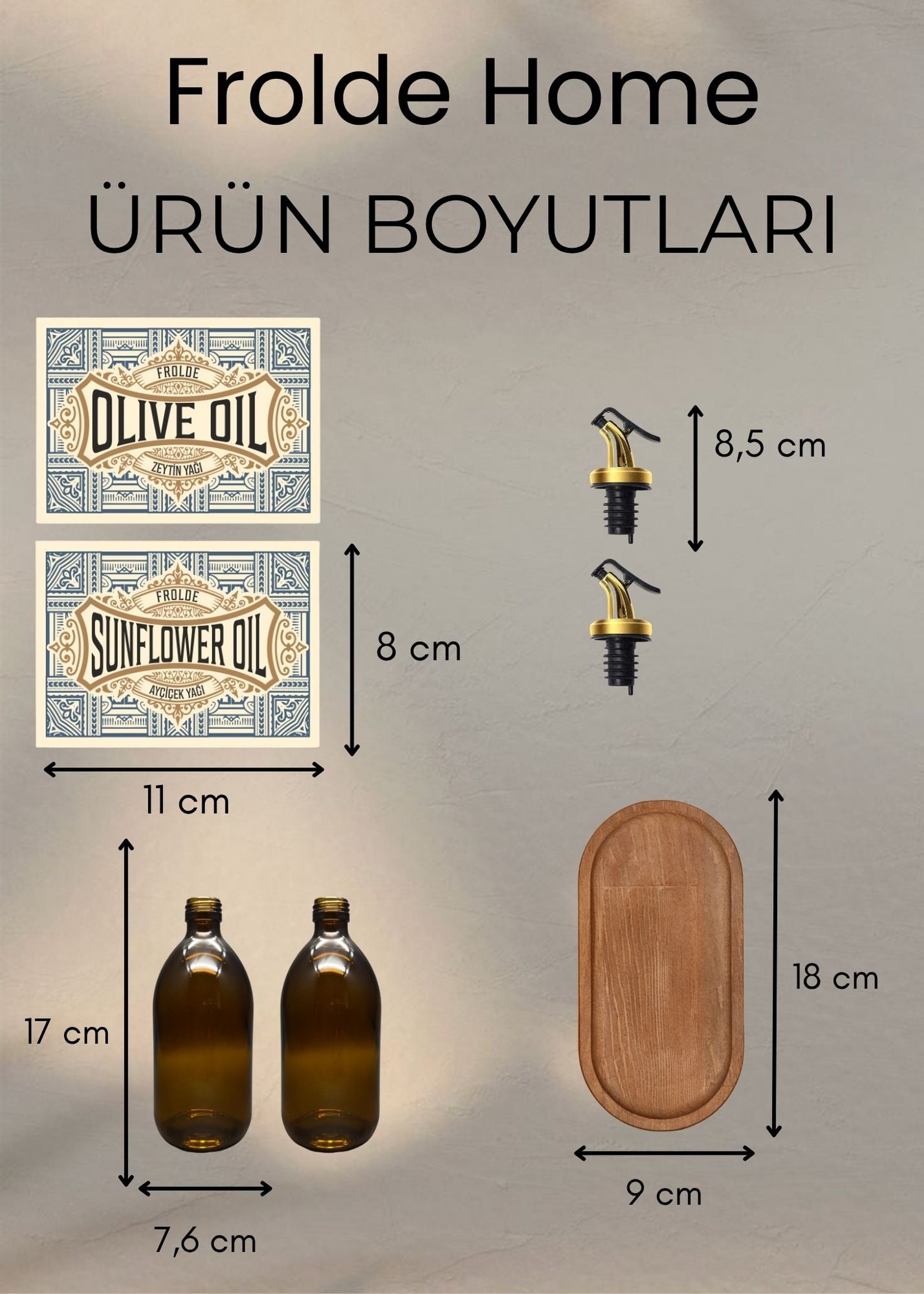 2’li Gold Altın Tıpalı Amber 500 ml Ayçiçek Yağı Zeytinyağı Şişesi Yağdanlık