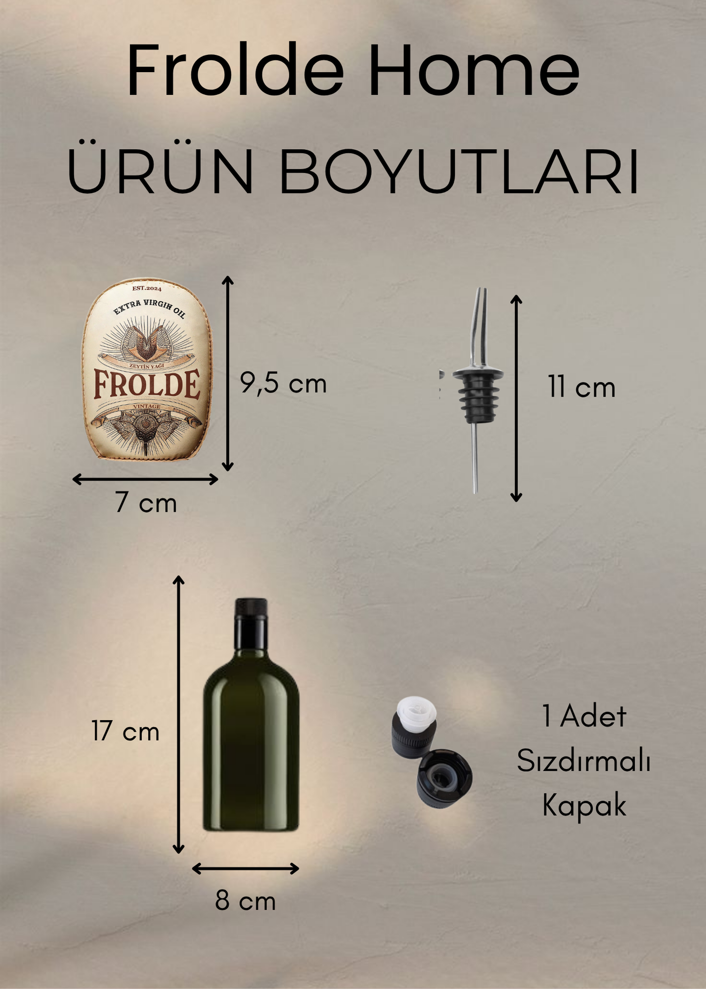 Amber 500 ml Cam Zeytinyağı Yağdanlık Şişesi Vintage Ayçiçek Yağlık