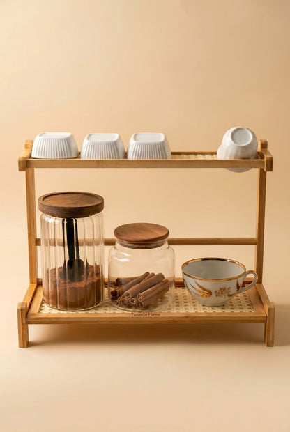 Bambu Tezgah Üstü Hazeran Bulaşıklık Organizer Düzenleyici 40x14,5x16 cm