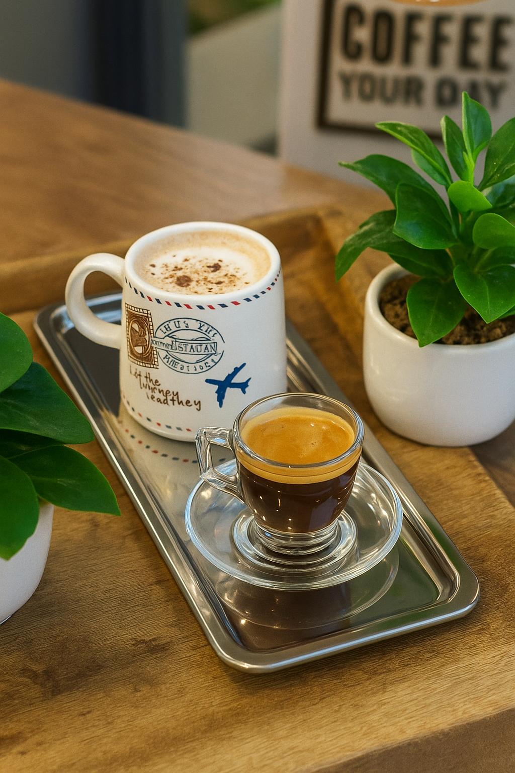 2li Çelik Lüks Servis Sunum Tepsisi Kahve Tepsisi Gümüş 33x13