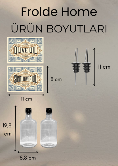 2'li Şeffaf Çelik Tıpalı 750Ml Cam Ayçiçek Yağı Zeytinyağı Şişesi Yağdanlık Vintage Retro