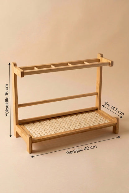 Bambu Tezgah Üstü Hazeran Bulaşıklık Organizer Düzenleyici 40x14,5x16 cm