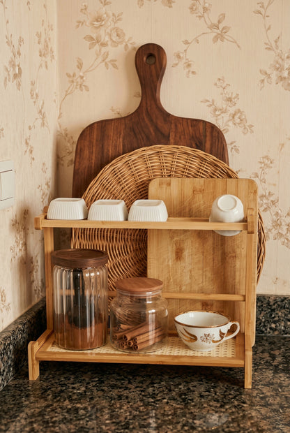 Bambu Tezgah Üstü Hazeran Bulaşıklık Organizer Düzenleyici 40x14,5x16 cm