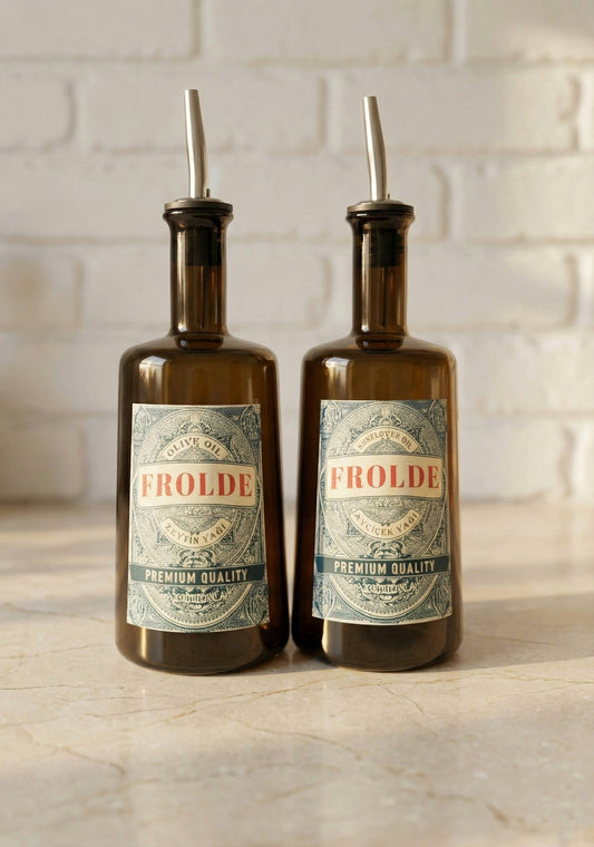 2'li Amber 500 ml Cam Ayçiçek Yağı Zeytinyağı Şişesi Yağdanlık