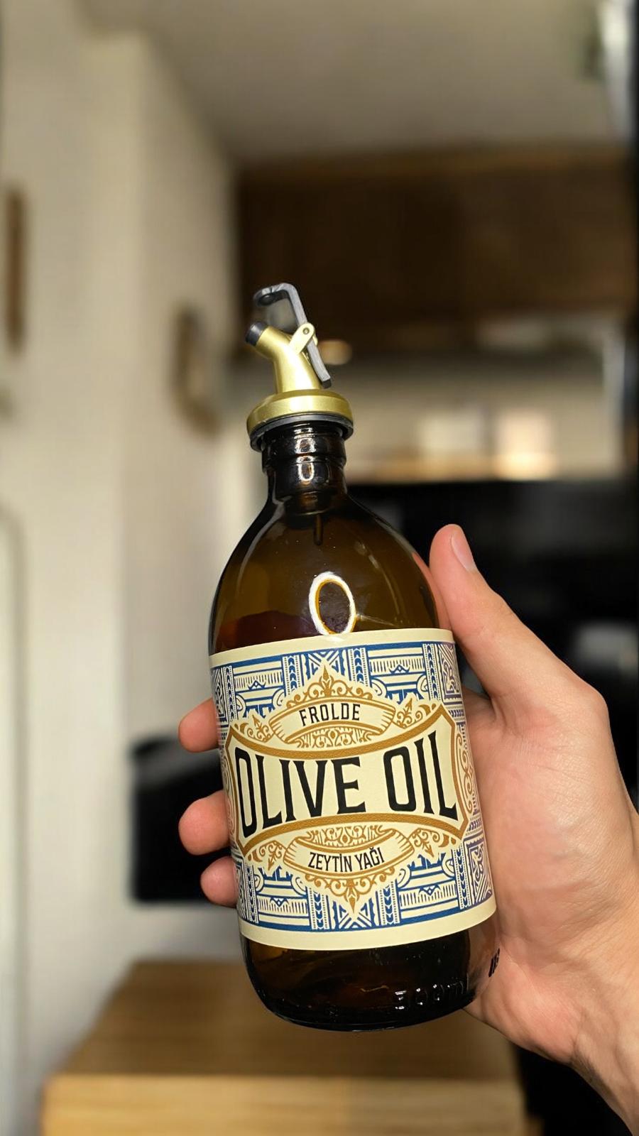 2’li Gold Altın Tıpalı Amber 500 ml Ayçiçek Yağı Zeytinyağı Şişesi Yağdanlık