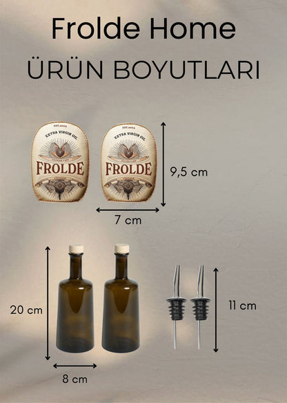 2'li Amber 500 ml Cam Ayçiçek Yağı Zeytinyağı Şişesi Yağdanlık