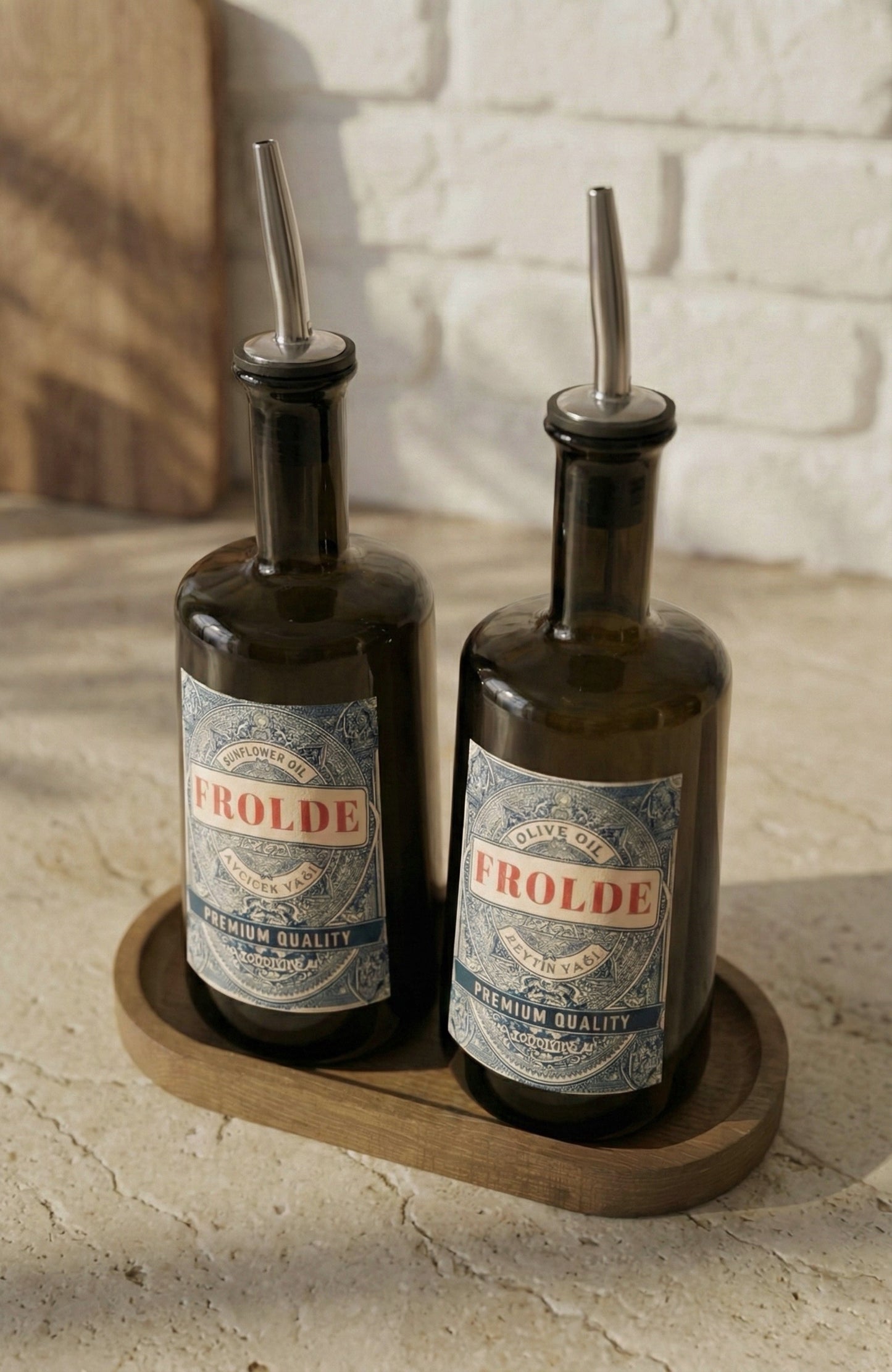 2'li Amber 500 ml Cam Ayçiçek Yağı Zeytinyağı Şişesi Yağdanlık