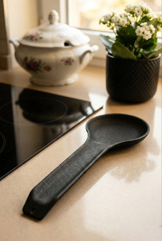 Paslanmaz Siyah Metal Döküm Tezgah Üstü Kirli Kaşıklık