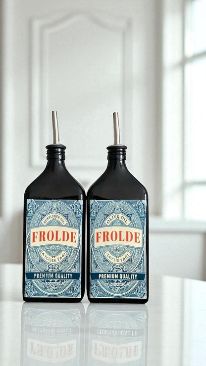 2'li Amber 500 ml Cam Yassı Ayçiçek Yağı Zeytinyağı Şişesi Yağdanlık