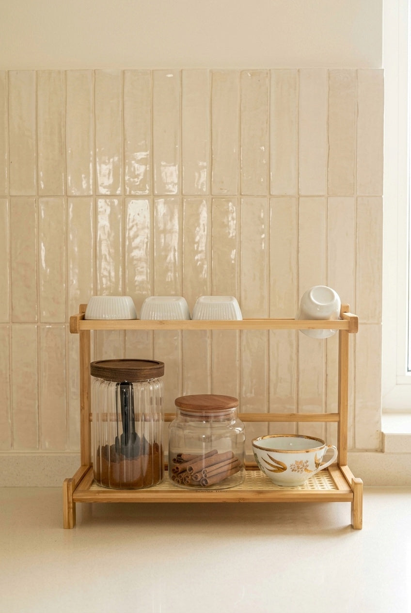 Bambu Tezgah Üstü Hazeran Bulaşıklık Organizer Düzenleyici 40x14,5x16 cm
