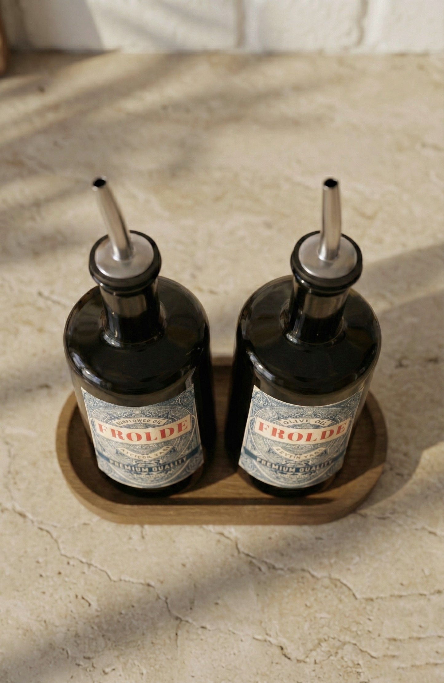 2'li Amber 500 ml Cam Ayçiçek Yağı Zeytinyağı Şişesi Yağdanlık