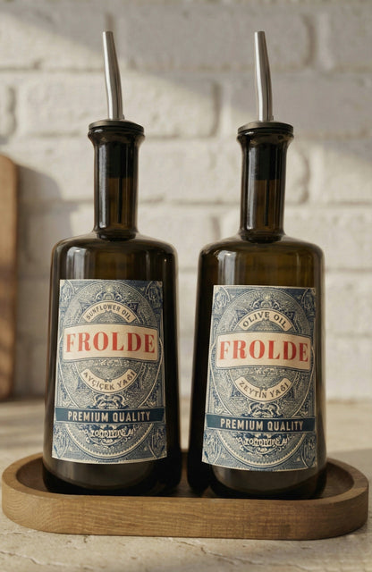 2'li Amber 500 ml Cam Ayçiçek Yağı Zeytinyağı Şişesi Yağdanlık