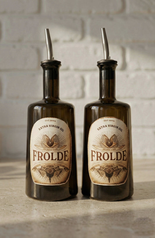 2'li Amber 500 ml Cam Ayçiçek Yağı Zeytinyağı Şişesi Yağdanlık