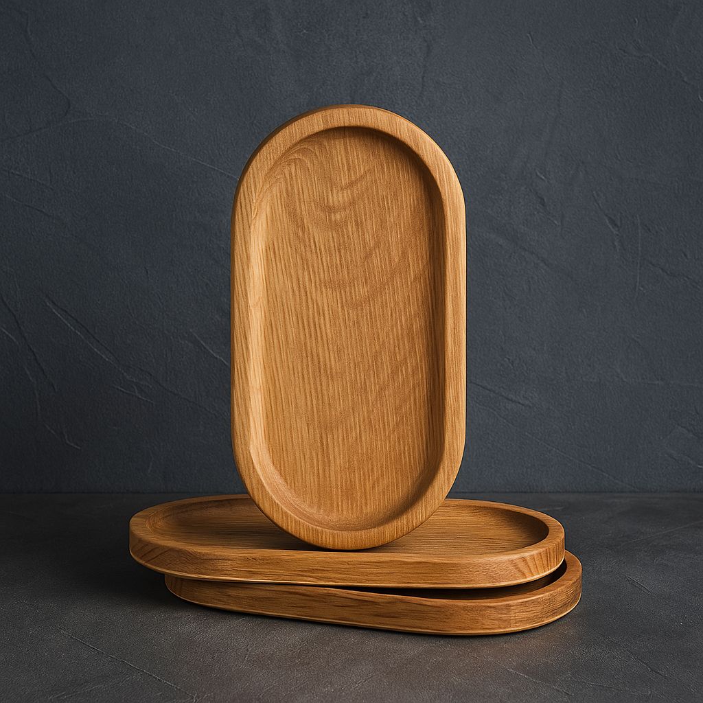 Ceviz Oval Ahşap Yağdanlık Yağlık Altlık Standı