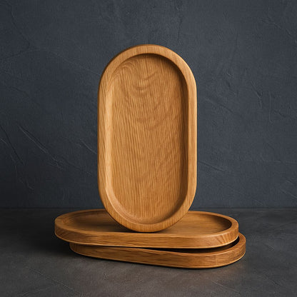 Ceviz Oval Ahşap Yağdanlık Yağlık Altlık Standı