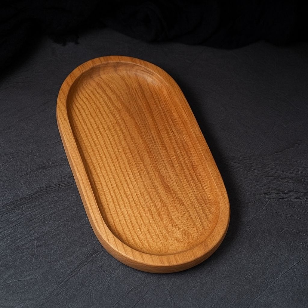 Ceviz Oval Ahşap Yağdanlık Yağlık Altlık Standı