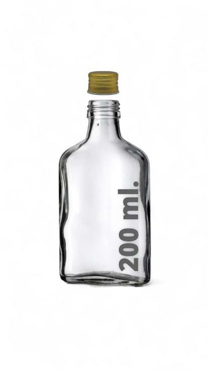 6’lı Sızdırmaz Gold Metal Kapaklı Cold Brew Kahve Detoks Yassı Cam Şişe 200 ml