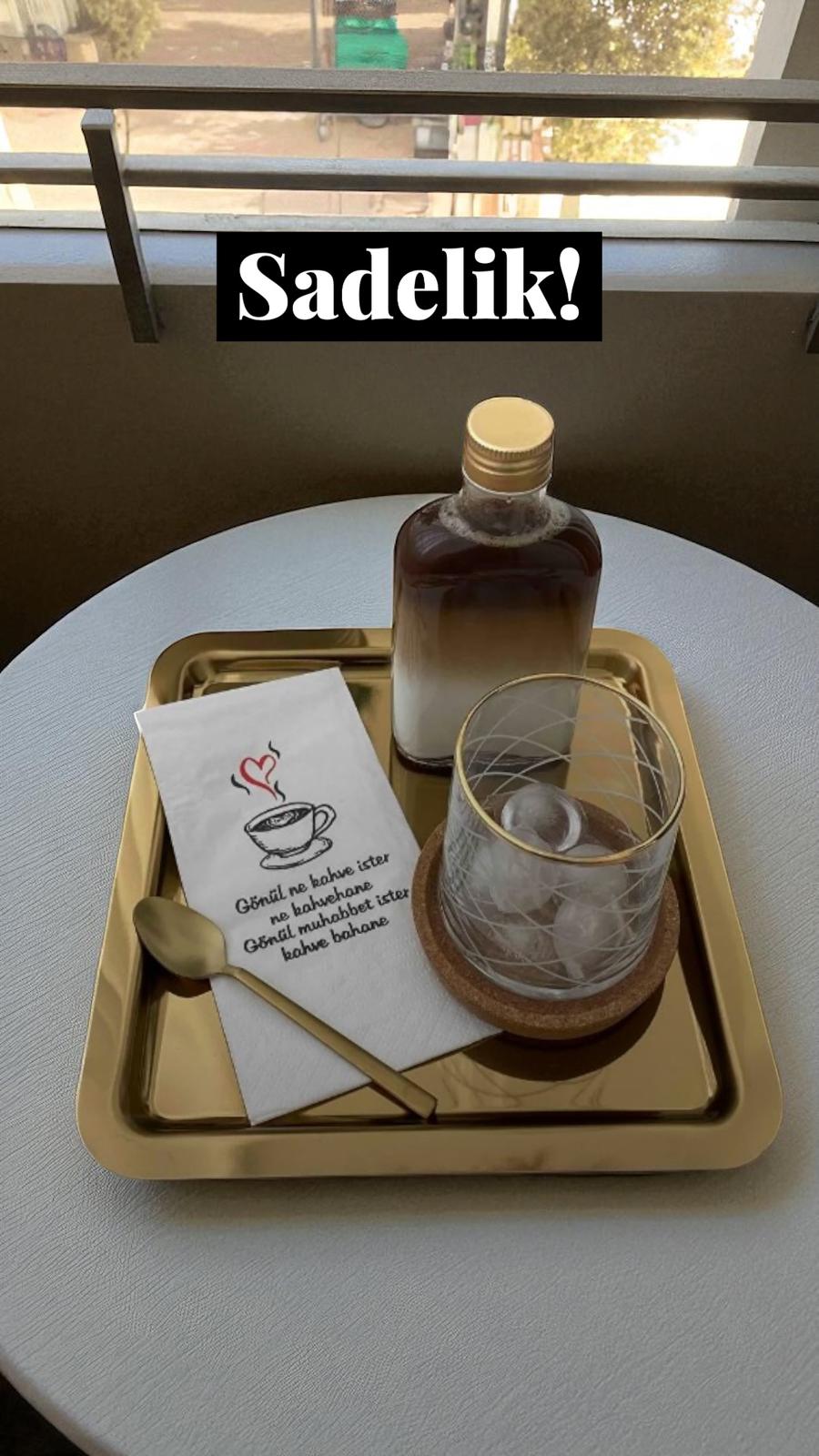 6’lı Sızdırmaz Gold Metal Kapaklı Cold Brew Kahve Detoks Yassı Cam Şişe 200 ml