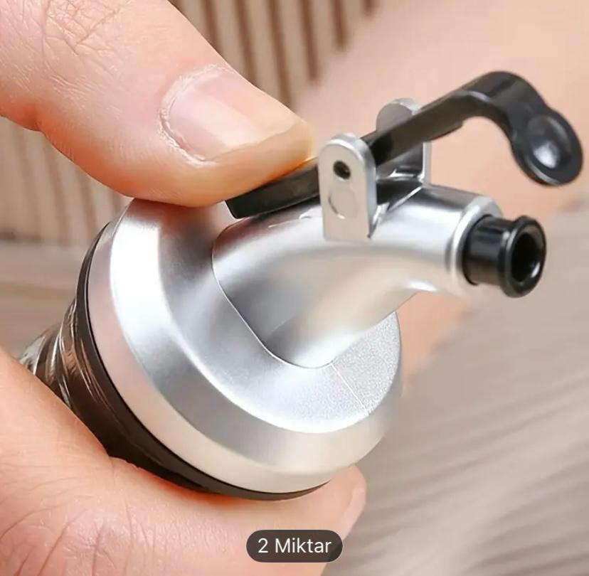 2 Adet Gümüş Renk Kapaklı Damlatmaz Yağ Tıpası Yağdanlık Şişe Ucu